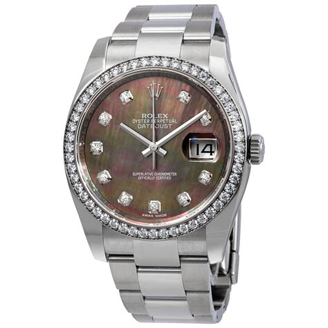 rolex ladies black mother of pearl & diamond datejust|rolex lady datejust oyster 28mm.